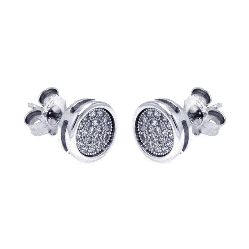 Silver 925 Rhodium Plated Micro Pave Clear Square CZ Stud Earrings - ACE00054 | Silver Palace Inc.