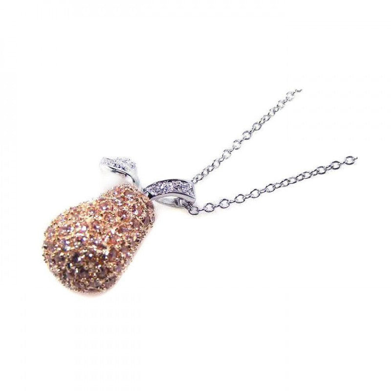 Closeout-Silver 925 Yellow CZ Gold Plated Pear Pendant Necklace - BGP00040 | Silver Palace Inc.