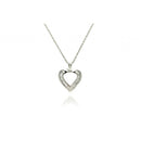 Silver 925 Clear Baguette CZ Rhodium Plated Heart Pendant Necklace - BGP00064 | Silver Palace Inc.