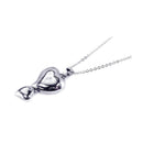 Silver 925 Mother Pearl Rhodium Plated Double Heart Pendant Necklace - BGP00108 | Silver Palace Inc.