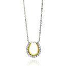 Silver 925 Clear CZ Gold Plated Horse Shoe Pendant Necklace - BGP00146 | Silver Palace Inc.