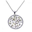 Silver 925 Rhodium Open Circle Filigree Small Yellow and Clear CZ Necklace - BGP00201 | Silver Palace Inc.