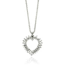 Silver 925 Rhodium Open Heart CZ Necklace - BGP00234 | Silver Palace Inc.