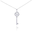 Silver 925 Rhodium Plated Key CZ Necklace - BGP00289 | Silver Palace Inc.