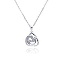 Silver 925 Rhodium Plated Abstract Design Heart CZ Necklace - BGP00309 | Silver Palace Inc.