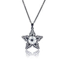 Silver 925 Black Rhodium Plated Star CZ Necklace - BGP00322 | Silver Palace Inc.