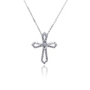 Silver 925 Rhodium Open Cross CZ Necklace - BGP00478 | Silver Palace Inc.