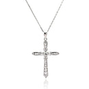 Silver 925 Rhodium Plated Cross CZ Necklace - BGP00511 | Silver Palace Inc.