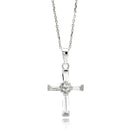 Silver 925 Rhodium Plated Cross CZ Necklace - BGP00549 | Silver Palace Inc.