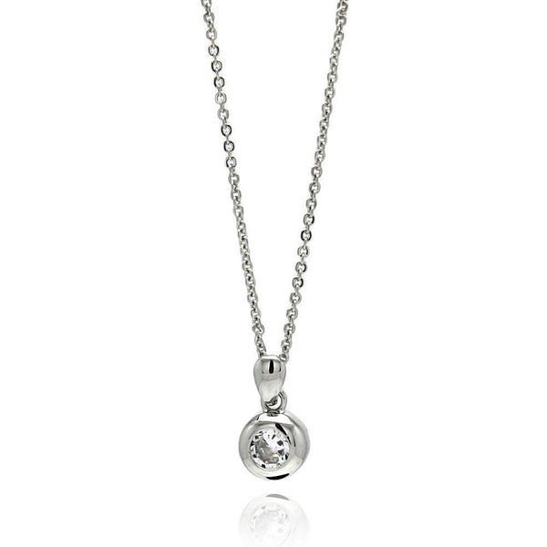 Silver 925 Rhodium Plated Round CZ Necklace - BGP00561 | Silver Palace Inc.