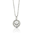 Silver 925 Rhodium Plated Double Open Circle Center CZ Necklace - BGP00567 | Silver Palace Inc.