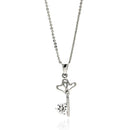 Silver 925 Rhodium Plated Open Heart Key CZ Necklace - BGP00612 | Silver Palace Inc.