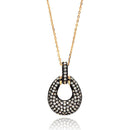 Silver 925 Gold Plated Open Teardrop Black and Clear CZ Necklace - BGP00638 | Silver Palace Inc.