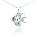 Silver 925 Rhodium Plated Fish Micro Pave CZ Necklace - BGP00682 | Silver Palace Inc.