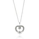 Silver 925 Rhodium Plated Open Heart CZ Outline Necklace - BGP00684 | Silver Palace Inc.