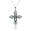 Silver 925 Rhodium Plated Cross CZ Necklace - BGP00777 | Silver Palace Inc.
