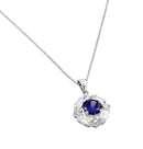 Silver 925 Rhodium Plated Circle Blue Center CZ Necklace - BGP00809B | Silver Palace Inc.