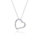 Silver 925 Clear CZ Rhodium Plated Heart Design Pendant Necklace - STP00005 | Silver Palace Inc.