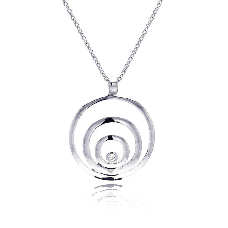 Closeout-Silver 925 Rhodium Plated Spiral Pendant Necklace - STP00116 | Silver Palace Inc.