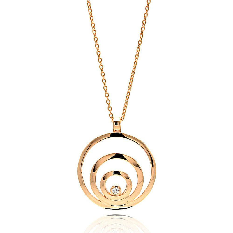 Closeout-Silver 925 Rose Gold Plated Spiral Pendant Necklace - STP00116RGP | Silver Palace Inc.