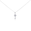 Silver 925 Clear CZ Rhodium Plated Small Key Pendant Necklace - STP00122 | Silver Palace Inc.