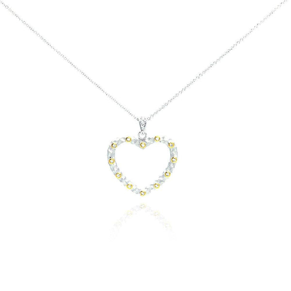 Closeout-Silver 925 Yellow CZ Rhodium Plated Heart Pendant Necklace - STP00243 | Silver Palace Inc.