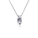 Silver 925 Clear CZ Rhodium Plated Fancy Cut Pendant Necklace - STP00348 | Silver Palace Inc.