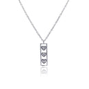 Silver 925 Clear CZ Rhodium Plated Bar Trio Hearts Pendant Necklace - STP00411 | Silver Palace Inc.