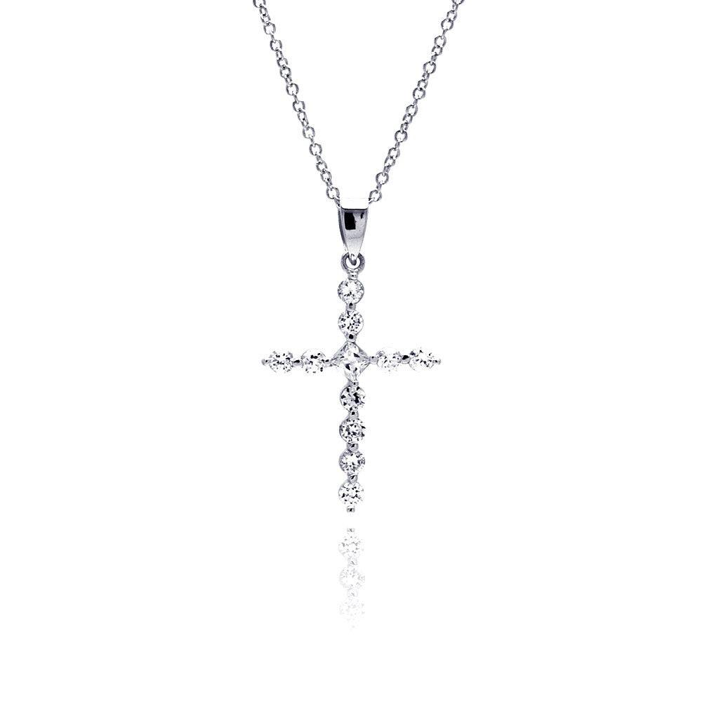 Nialaya Black CZ Cross Rhodium 925 Ring main image 1