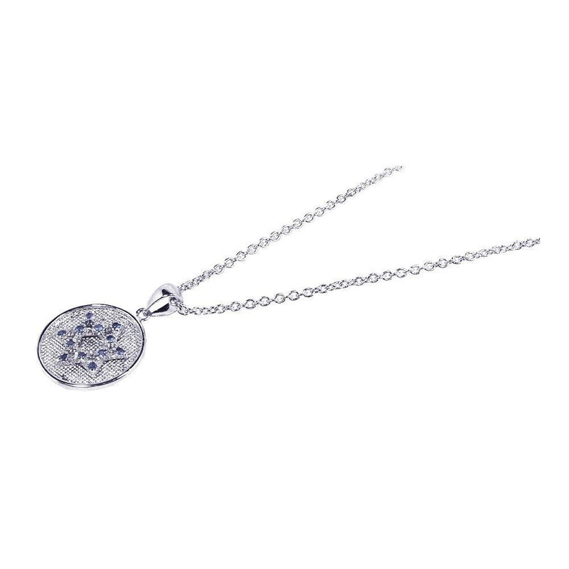 Closeout-Silver 925 Rhodium Plated CZ Star of David Pendant Necklace - STP00510 | Silver Palace Inc.