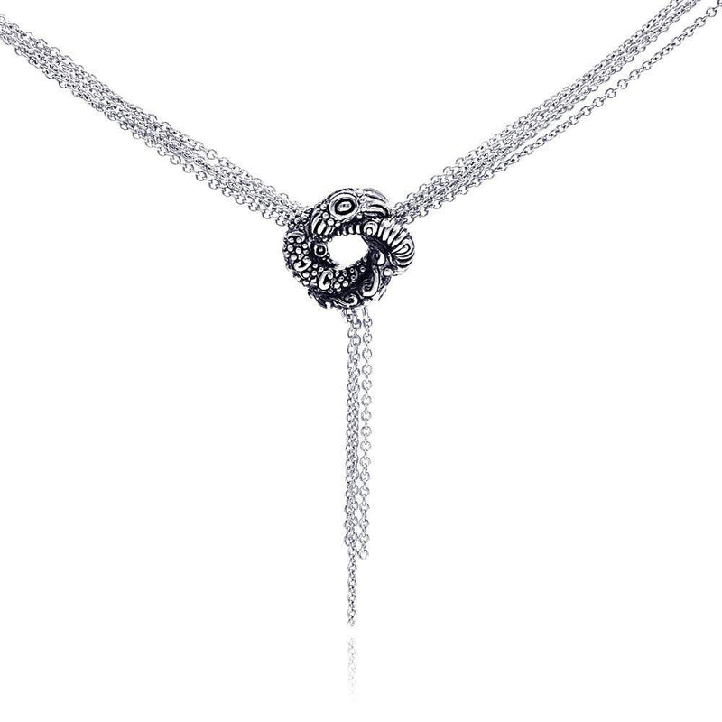 Silver 925 Rhodium Plated Multiple Chain Oxidized Coiled Up Snake Necklace - STP00559MUL | Silver Palace Inc.