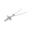 Silver 925 Rhodium Plated Clear CZ Cross Heart Pendant Necklace - STP00704 | Silver Palace Inc.