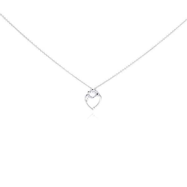 Silver 925 Rhodium Plated Figurine Heart Pendant Necklace - STP00766 | Silver Palace Inc.
