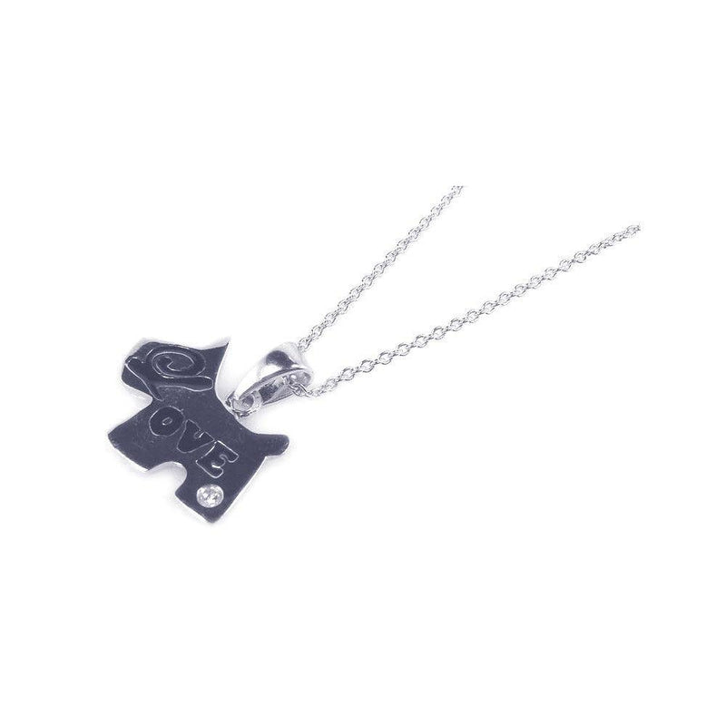 Closeout-Silver 925 Rhodium Plated Love Dog Pendant Necklace - STP00770 | Silver Palace Inc.
