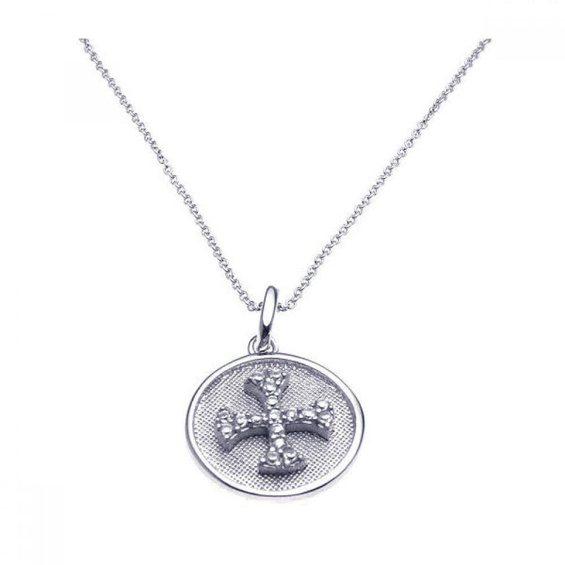 Closeout-Silver 925 Rhodium Plated Clear CZ Cross Pendant Necklace - STP00895 | Silver Palace Inc.
