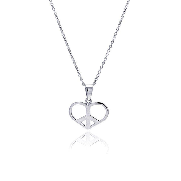 Closeout-Silver 925 Rhodium Plated Clear CZ Heart Pendant Necklace - STP00898 | Silver Palace Inc.