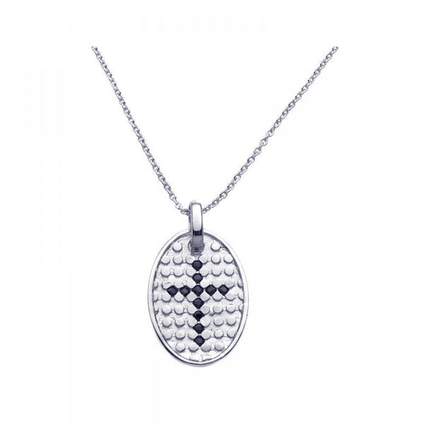 Closeout-Silver 925 Rhodium Plated Black CZ Pendant Necklace - STP00962 | Silver Palace Inc.