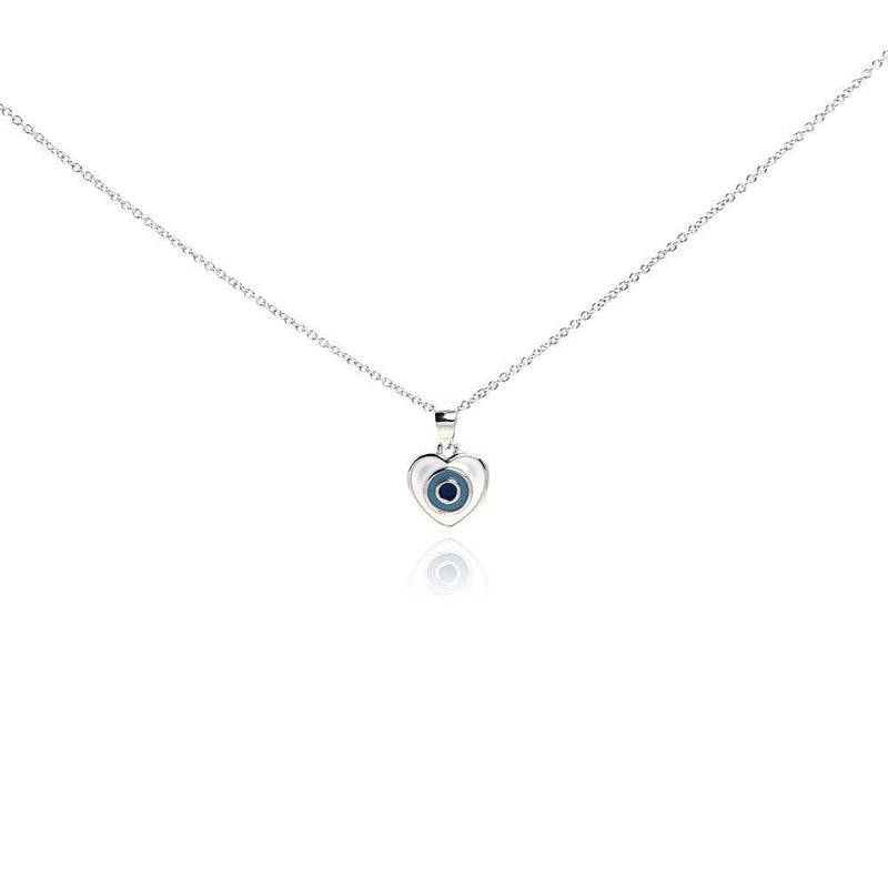 Silver 925 Rhodium Plated Clear CZ Heart Pendant Necklace - STP01011 | Silver Palace Inc.