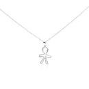 Silver 925 Rhodium Plated Clear CZ Person Pendant Necklace - STP01013 | Silver Palace Inc.