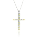 Closeout-Silver 925 Rhodium Plated Clear CZ Cross Pendant Necklace - STP01065 | Silver Palace Inc.