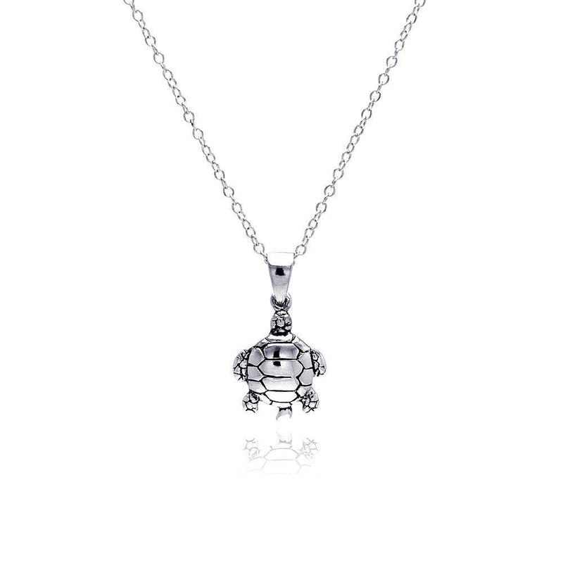 Silver 925 Rhodium Plated  Turtle Pendant Necklace - STP01308 | Silver Palace Inc.