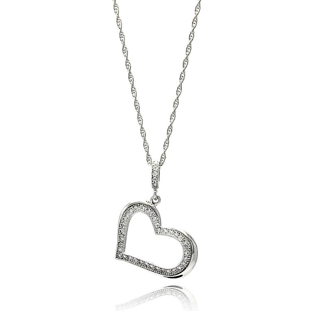 Fashion 925 cz heart necklace