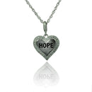 Silver 925 Rhodium Plated Clear CZ Hope Heart Pendant Necklace - STP01360 | Silver Palace Inc.