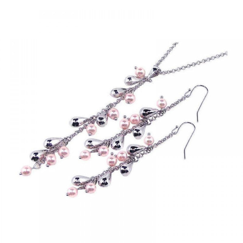Closeout-Silver 925 Rhodium Plated Multiple Multiple Color Teardrop CZ Hook Dangling Set - STS00142 | Silver Palace Inc.