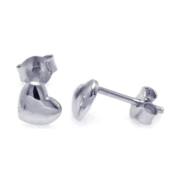 Silver 925 Rhodium Plated Heart Post Earrings - STE00746 | Silver Palace Inc.