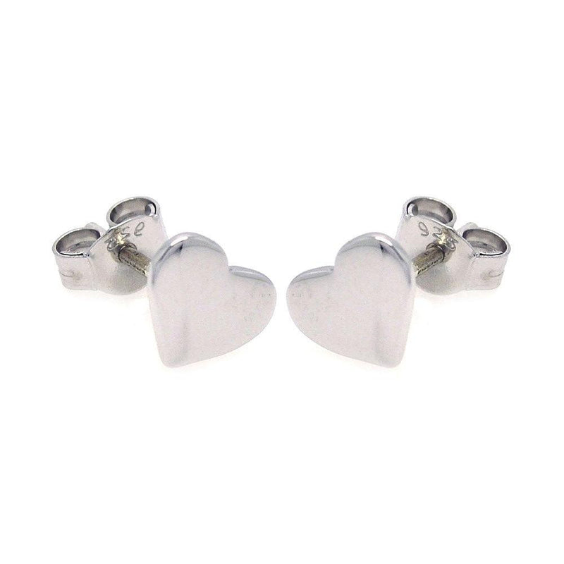 Silver 925 Rhodium Plated Heart Stud Earrings - STE00762 | Silver Palace Inc.