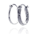 Silver 925 Rhodium Plated Round Clear CZ Hoop Earrings - STE00692 | Silver Palace Inc.