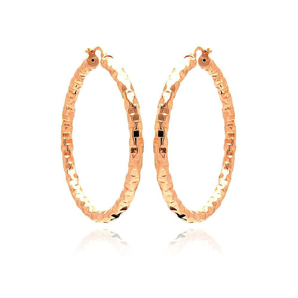 Closeout-Silver 925 Rose Gold Plated Hoop Earrings - ITE00021RGP | Silver Palace Inc.
