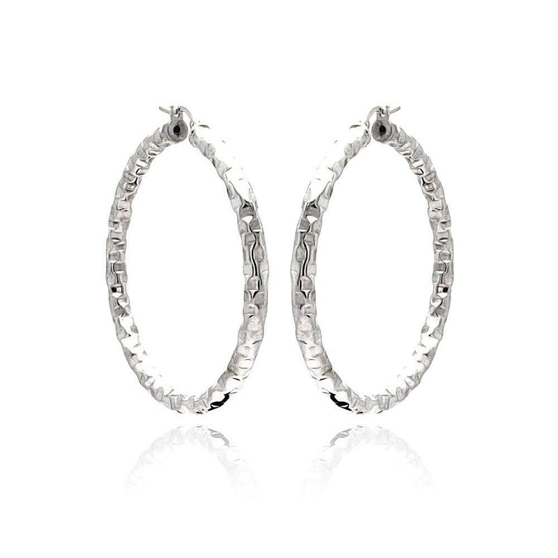 Closeout-Silver 925 Rhodium Plated Hoop Earrings - ITE00021RH | Silver Palace Inc.