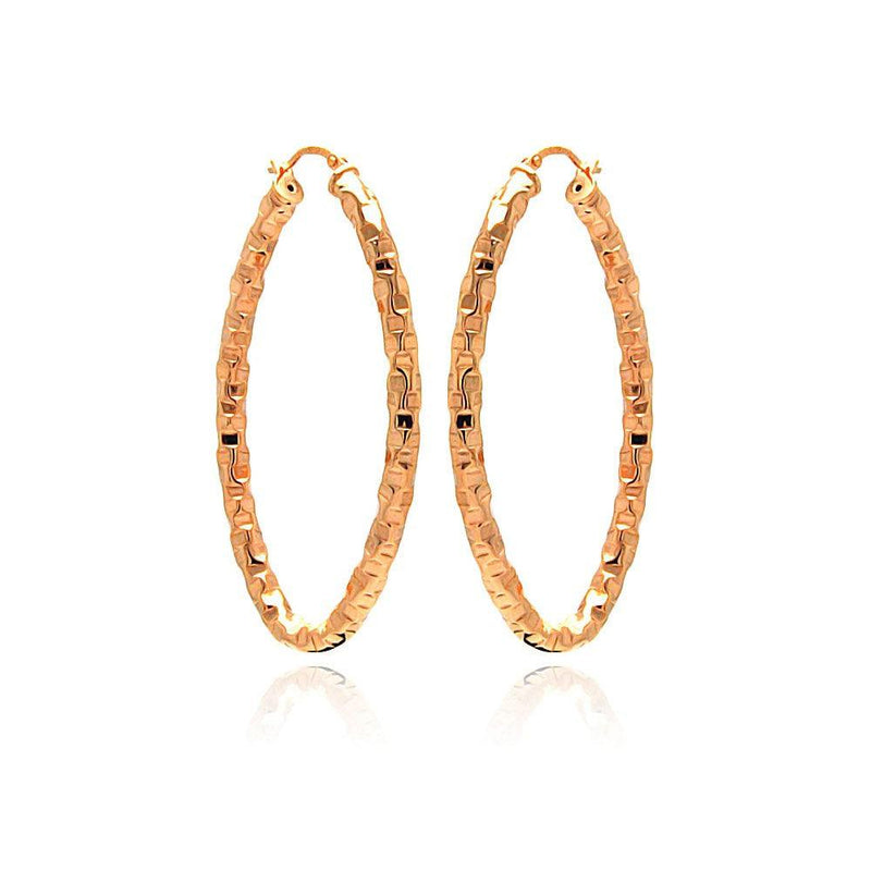 Closeout-Silver 925 Rose Gold Plated Oval Hoop Earrings - ITE00022RGP | Silver Palace Inc.